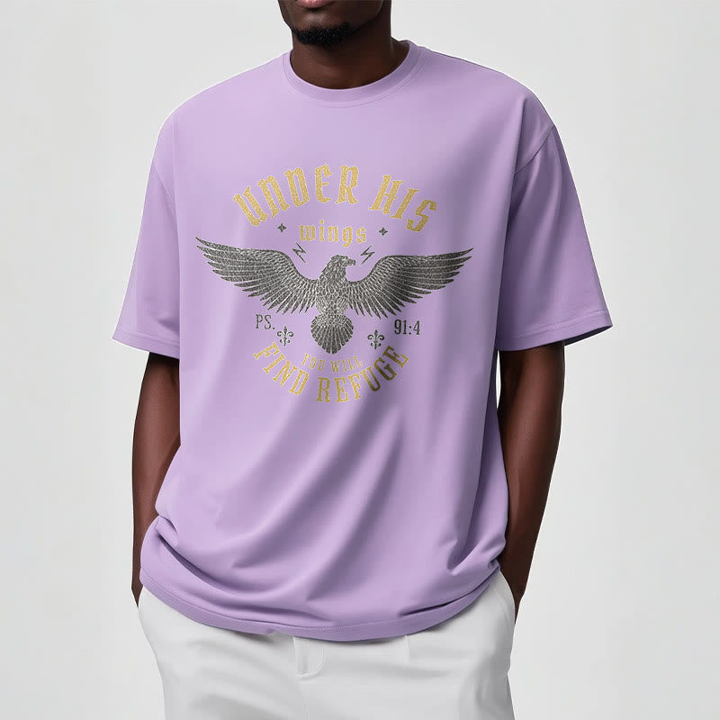Christianartworkshop Moderner Stil Unter seinen Flügeln finden Sie Zuflucht Kurzärmeliges gewaschenes T-Shirt