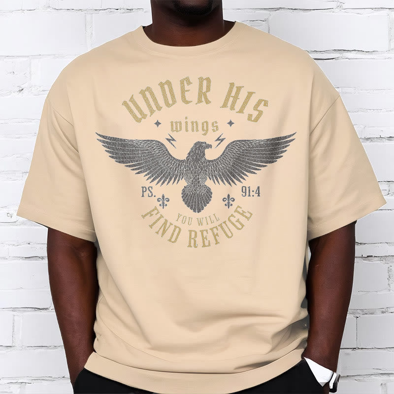 Christianartworkshop Modern Style Unter seinen Flügeln findest du Zuflucht Kurzarm-T-Shirt - image 6