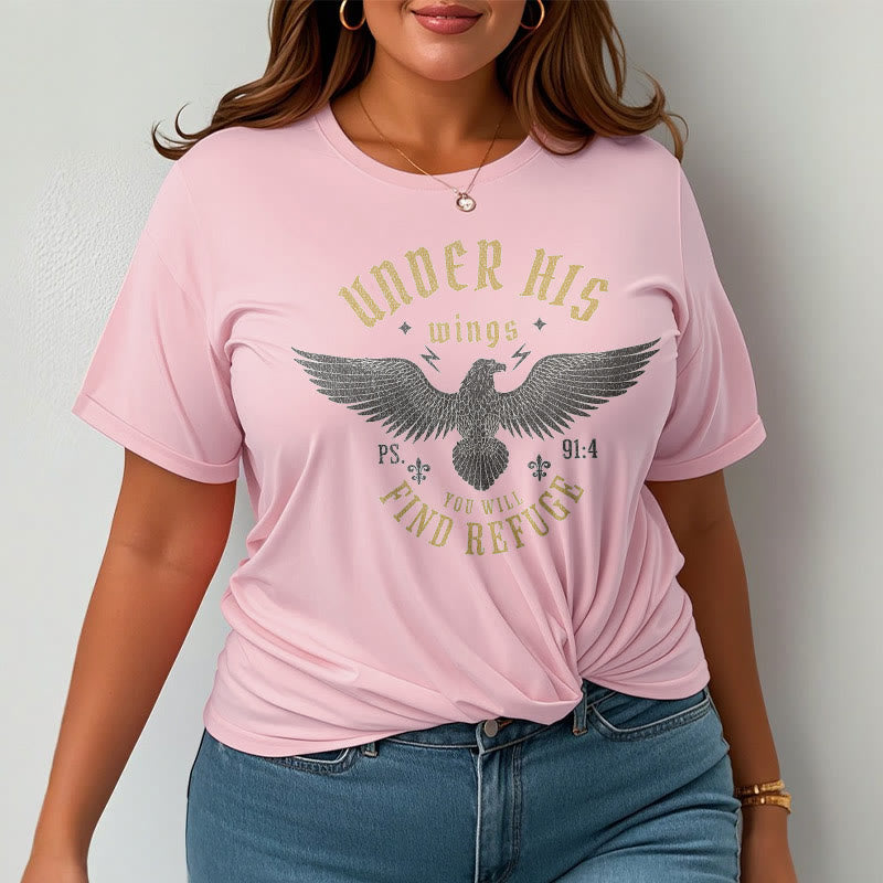 Christianartworkshop Moderner Stil Unter seinen Flügeln finden Sie Zuflucht Kurzärmeliges gewaschenes T-Shirt