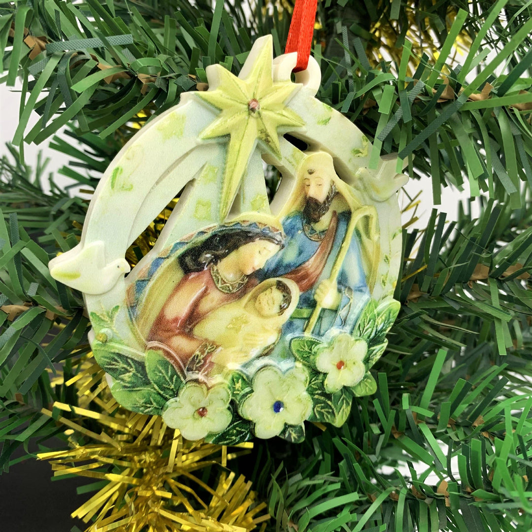 Christianartworkshop Klassischer farbiger Stil, Stereo-Krippenszene, Kunstharz, Weihnachtskrippe, Hängeornamente - image 3