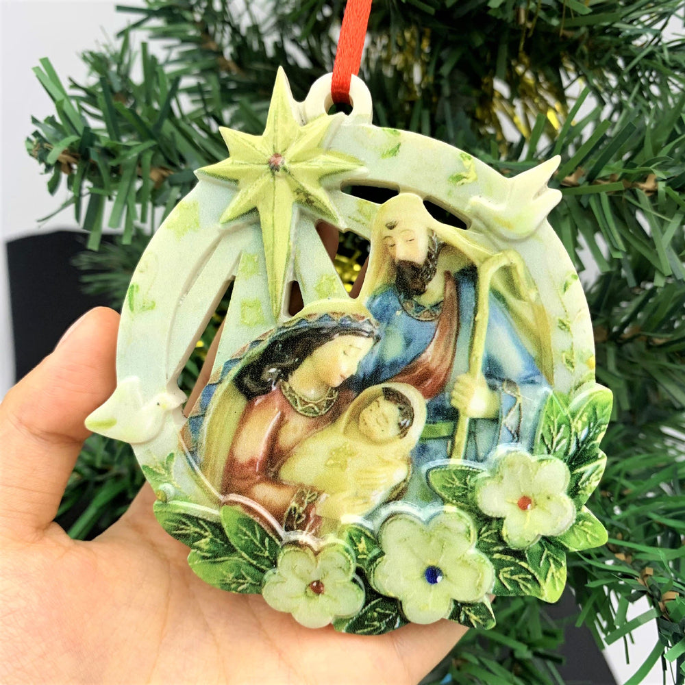 Christianartworkshop Klassischer farbiger Stil, Stereo-Krippenszene, Kunstharz, Weihnachtskrippe, Hängeornamente - image 1