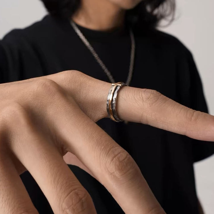 Christianartworkshop Retro Minimalist Style Two-Color Cross Blessing Ring - image 2