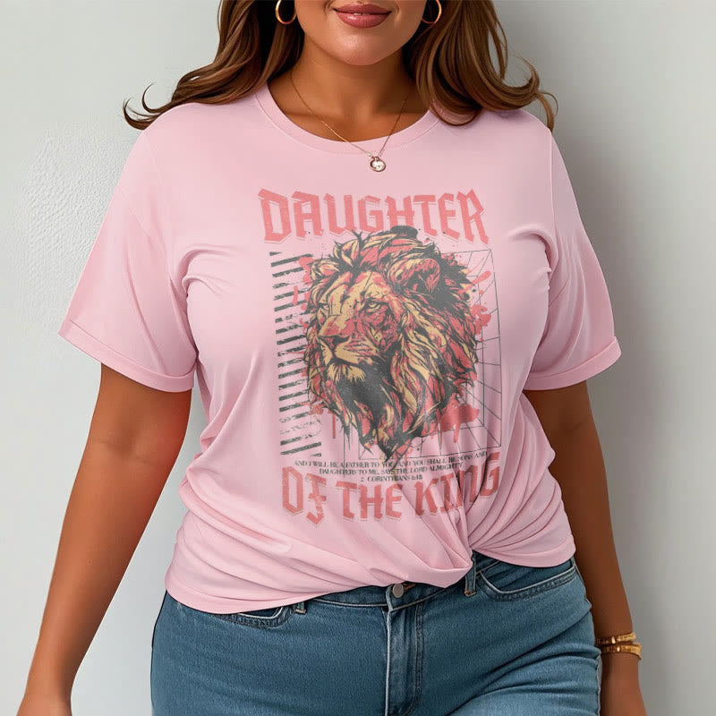 Christianartworkshop Modern Style Daughter Of The King Löwenkopf Kurzärmeliges gewaschenes T-Shirt