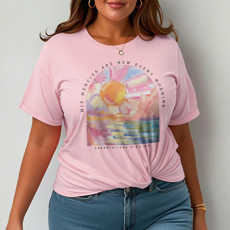 Christianartworkshop Farbiger Stil Seine Gnaden sind jeden Morgen neu Kurzärmeliges gewaschenes T-Shirt