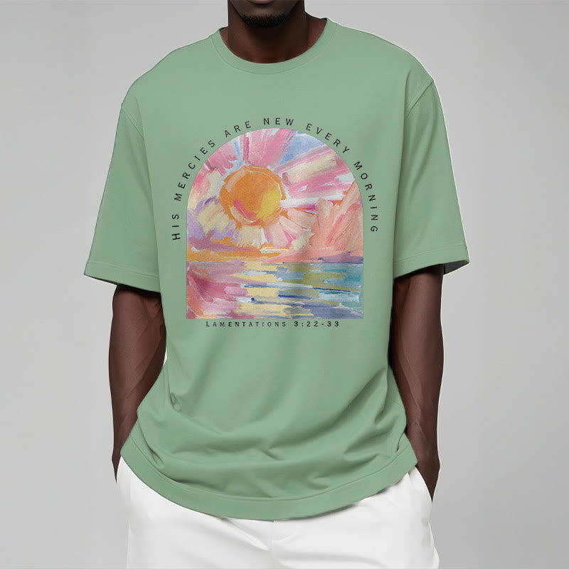 Christianartworkshop Farbiger Stil Seine Gnaden sind jeden Morgen neu Kurzärmeliges gewaschenes T-Shirt