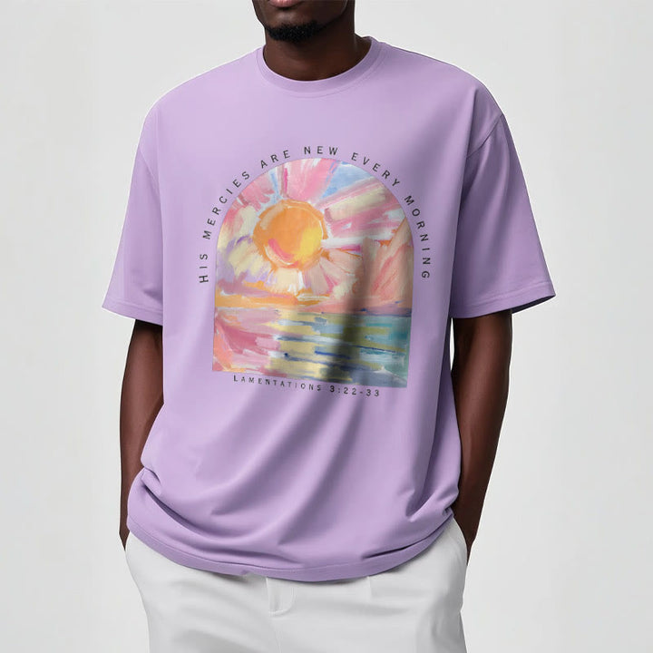 Christianartworkshop Farbiges Kurzarm-T-Shirt „Seine Barmherzigkeit ist jeden Morgen neu“ - image 14