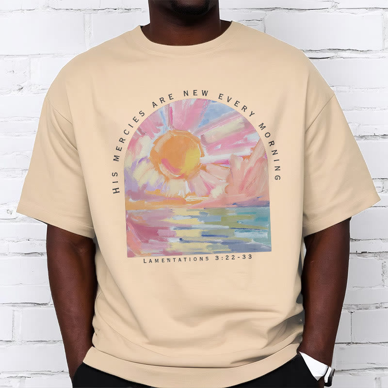 Christianartworkshop Farbiges Kurzarm-T-Shirt „Seine Barmherzigkeit ist jeden Morgen neu“ - image 6