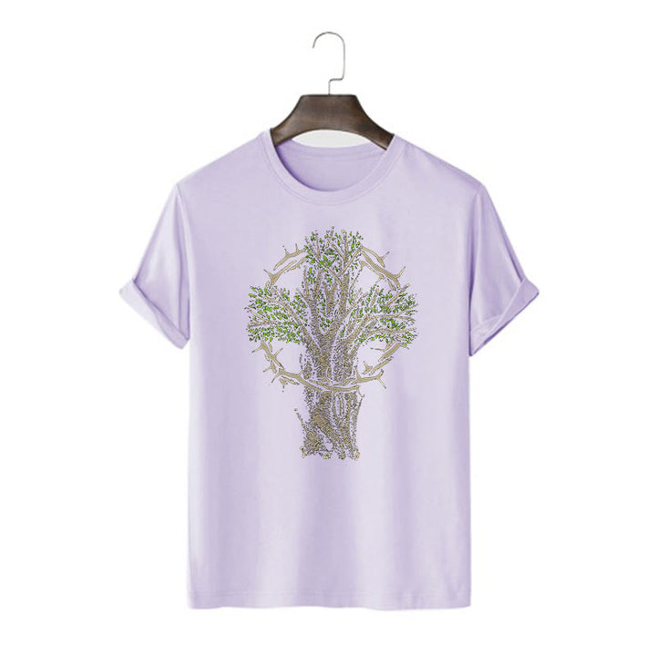 Christianartworkshop Modern Style Tree Of Life Kurzärmliges gewaschenes T-Shirt