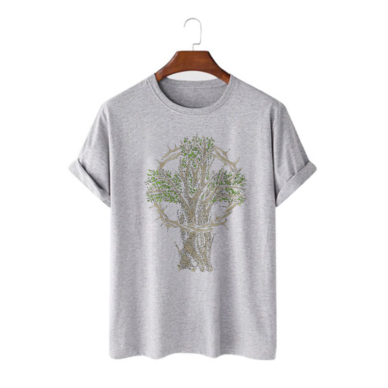 Christianartworkshop Modern Style Tree Of Life Kurzärmliges gewaschenes T-Shirt
