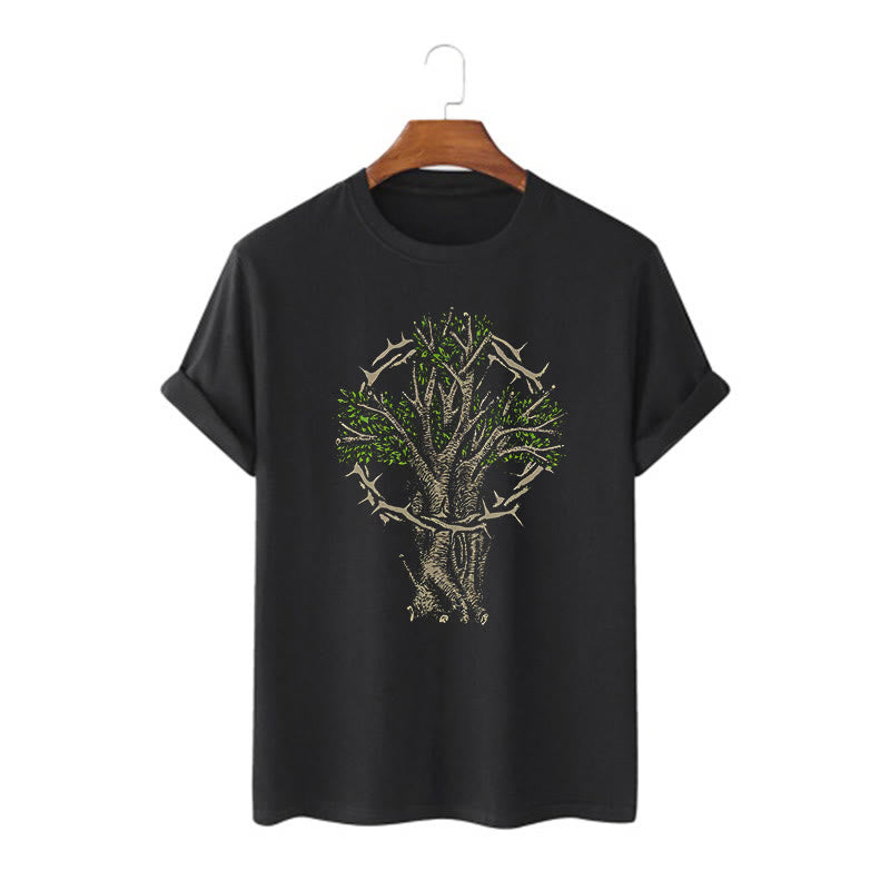 Christianartworkshop Modern Style Tree Of Life Kurzärmliges gewaschenes T-Shirt