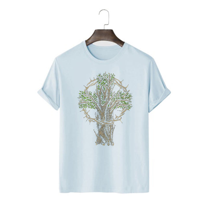 Christianartworkshop Modern Style Tree Of Life Kurzärmliges gewaschenes T-Shirt