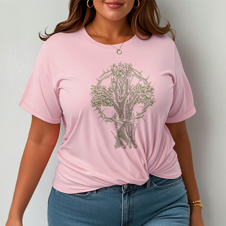 Christianartworkshop Modern Style Tree Of Life Kurzärmliges gewaschenes T-Shirt