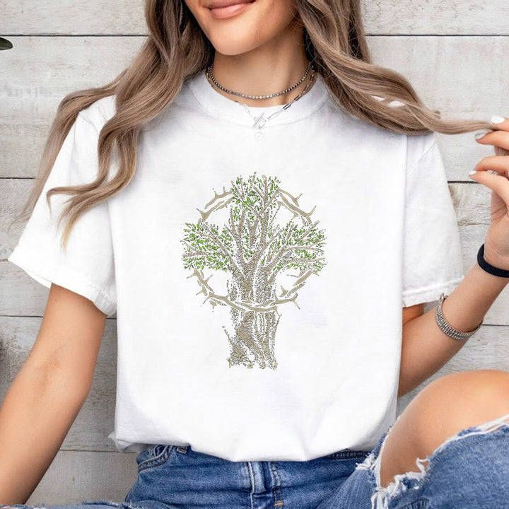 Christianartworkshop Modern Style Tree Of Life Kurzärmliges gewaschenes T-Shirt