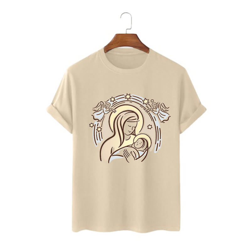 Christianartworkshop T-Shirt mit Cartoon-Motiv „Madonna und Kind“, kurzärmlig, gewaschen