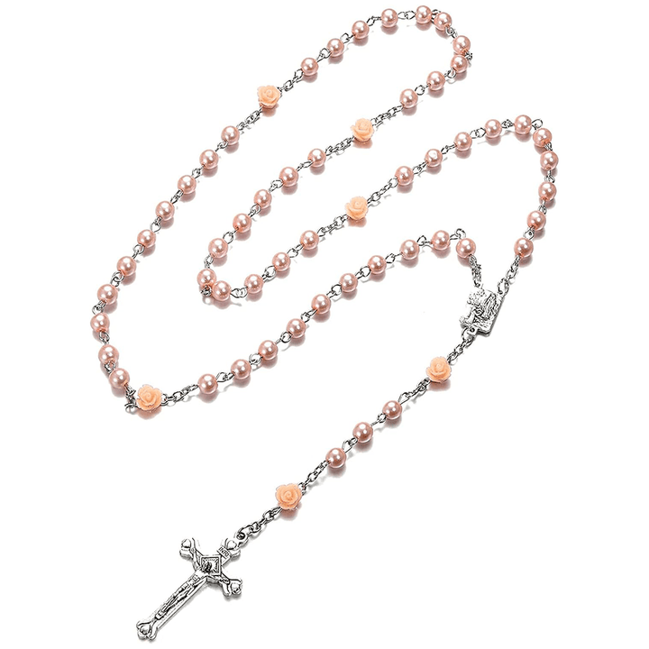 Christianartworkshop Madonna im Profil und Kruzifix aus 6 mm runder, mehrfarbiger Perlenkette aus Legierung mit Rosenkranz (8 Farben) - image 15