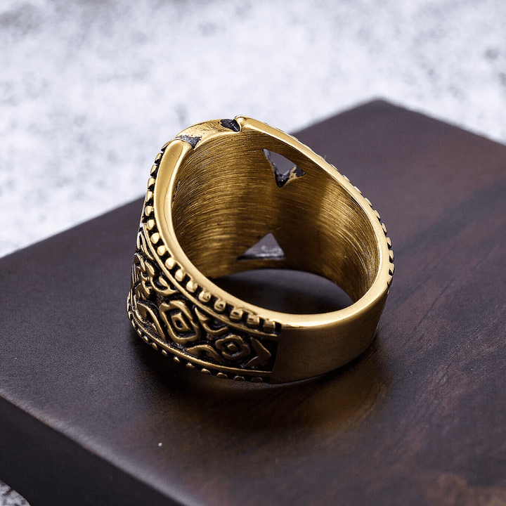 Christianartworkshop Klassischer Ring im alten Handwerksstil mit Jerusalem-Kreuz-Symbol, Legierung