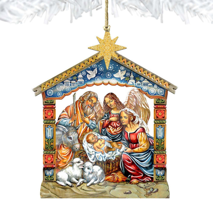 Christianartworkshop Weihnachtskrippe, Sternaufsatz, farbiger Stil, Weihnachtskrippe, hängende Ornamente - image 3
