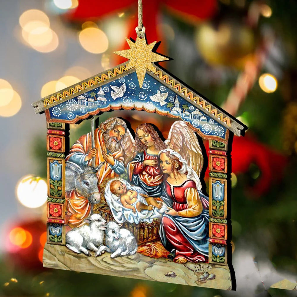 Christianartworkshop Weihnachtskrippe, Sternaufsatz, farbiger Stil, Weihnachtskrippe, hängende Ornamente - image 1