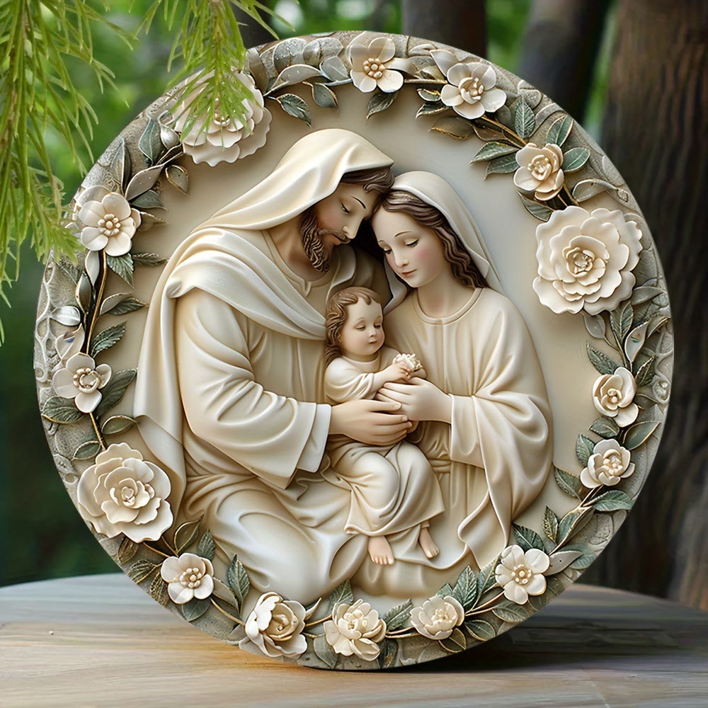 Christianartworkshop Realistischer Stil Stereo-Krippe Blumenkranz Weihnachtskrippe Hängende Ornamente - Weihnachtskrippe - image 0