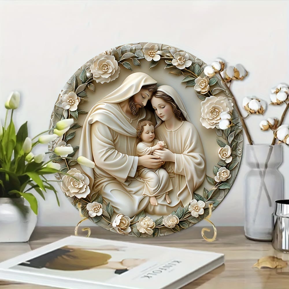 Christianartworkshop Realistischer Stil Stereo-Krippe Blumenkranz Weihnachtskrippe Hängende Ornamente - image 1