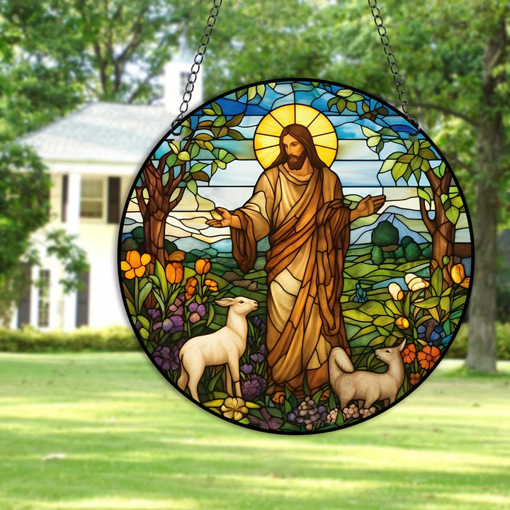 Christianartworkshop Buntglas-Stil, Jesus, der gute Hirte, Weihnachts-Hängeornamente - image 1
