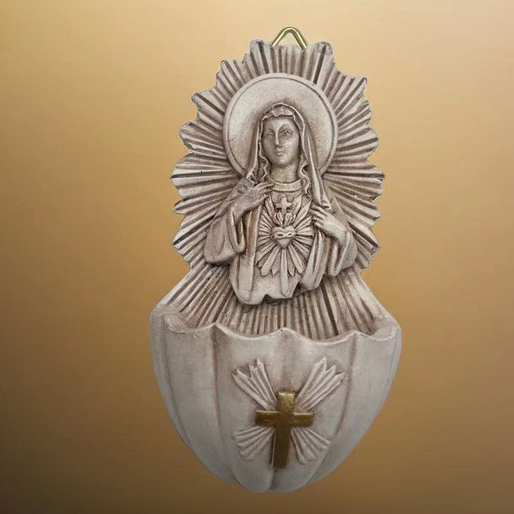 Christianartworkshop Aufbewahrungsbox aus Kunstharz im Retro-Skulpturenstil „Immaculate Heart of Mary“
