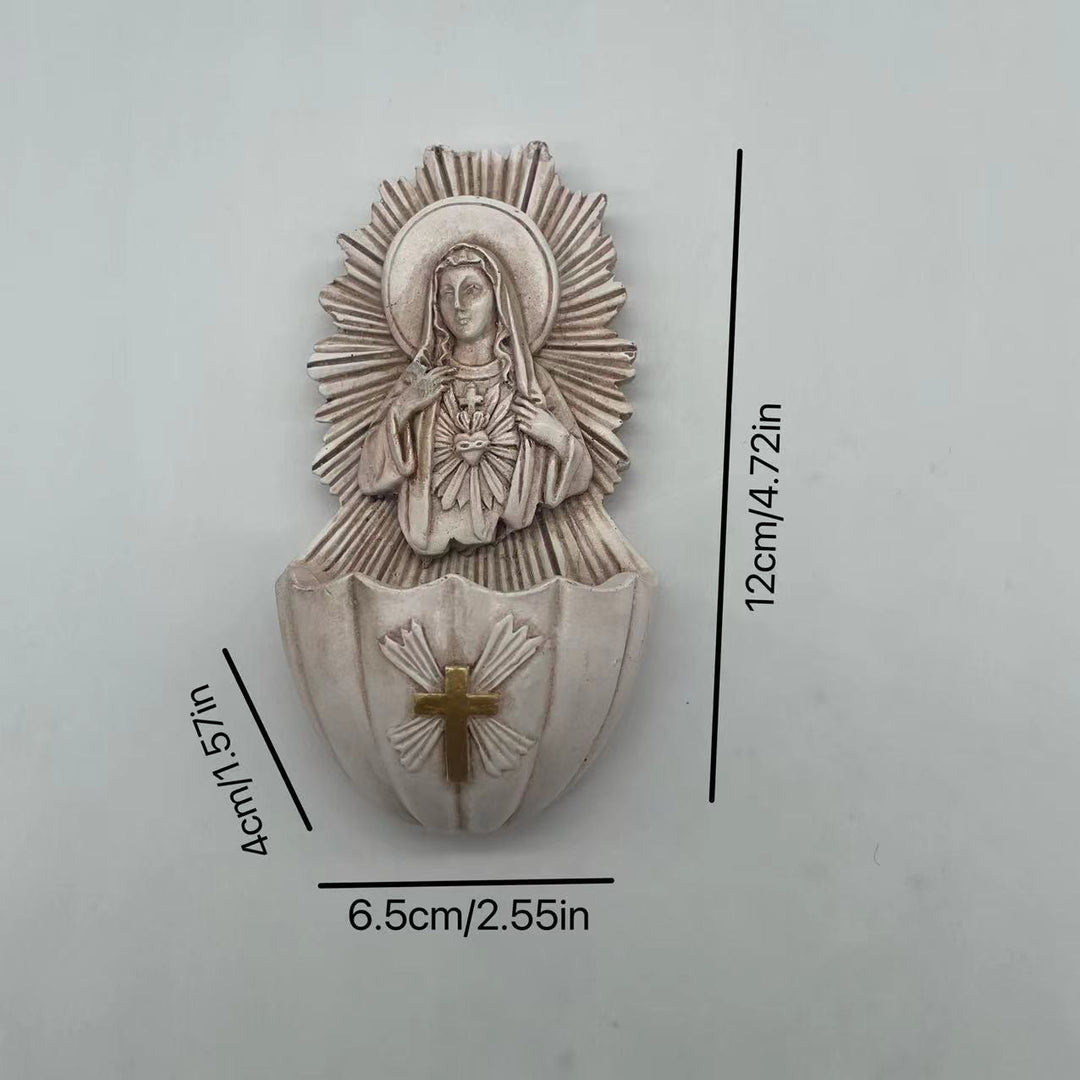 Christianartworkshop Aufbewahrungsbox aus Kunstharz im Retro-Skulpturenstil „Immaculate Heart of Mary“