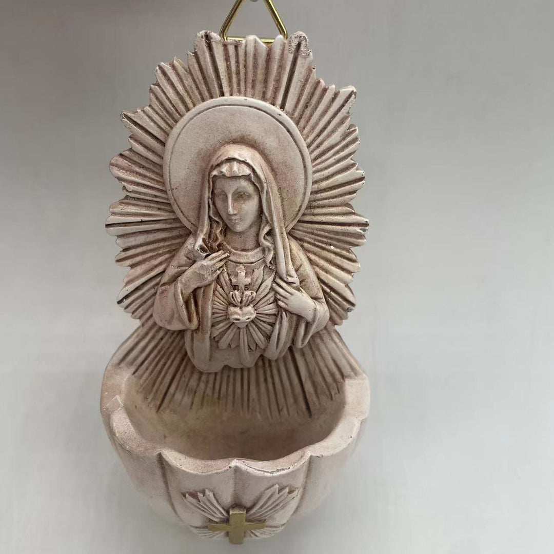 Christianartworkshop Aufbewahrungsbox aus Kunstharz im Retro-Skulpturenstil „Immaculate Heart of Mary“