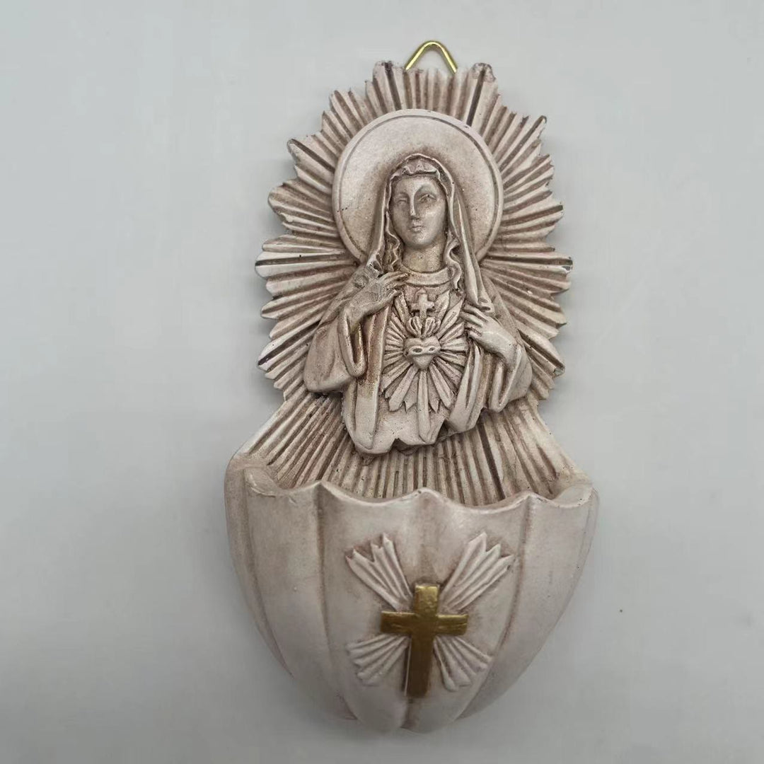 Christianartworkshop Aufbewahrungsbox aus Kunstharz im Retro-Skulpturenstil „Immaculate Heart of Mary“