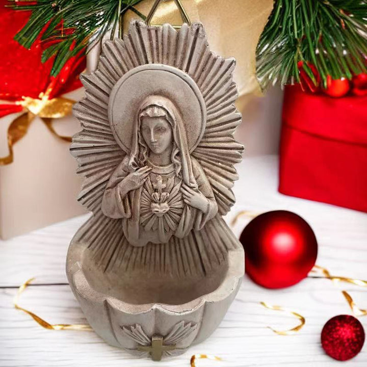 Christianartworkshop Aufbewahrungsbox aus Kunstharz im Retro-Skulpturenstil „Immaculate Heart of Mary“