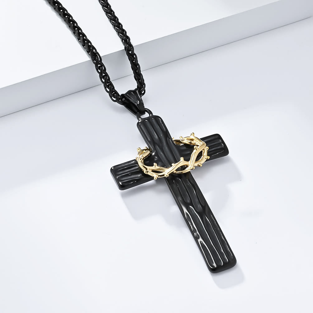 Christianartworkshop Halskette mit Anhänger im modernen Stil mit Jesus-Dornenkrone und Kreuz, heiliger Schutz