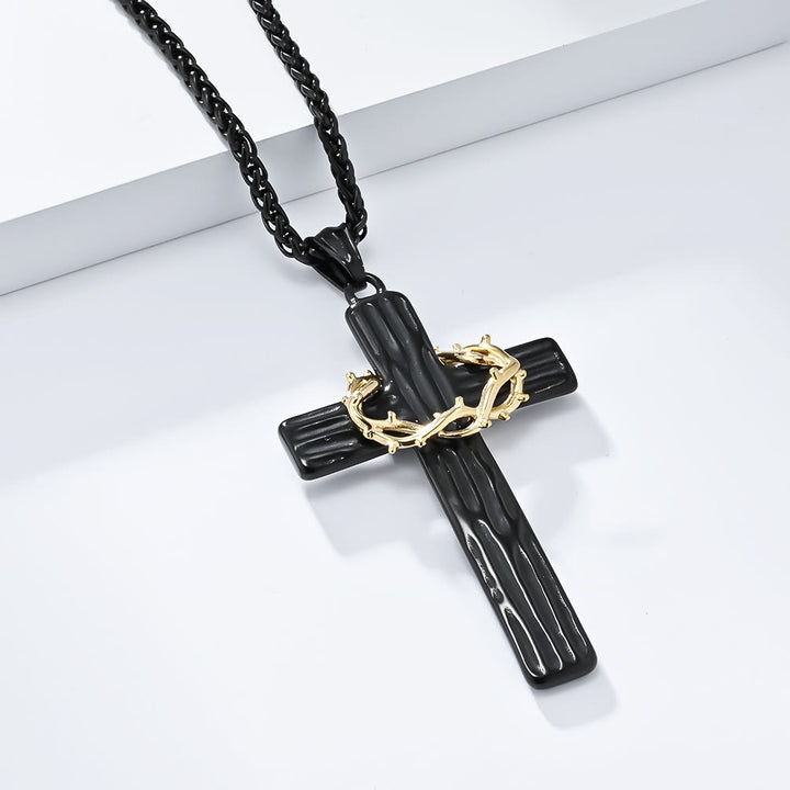 Christianartworkshop Halskette mit Anhänger im modernen Stil mit Jesus-Dornenkrone und Kreuz, heiliger Schutz