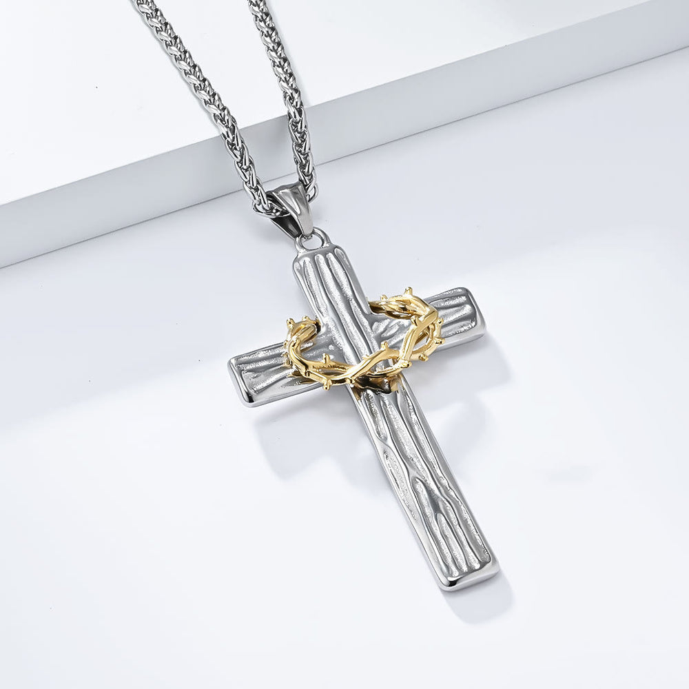 Christianartworkshop Halskette mit Anhänger im modernen Stil mit Jesus-Dornenkrone und Kreuz, heiliger Schutz - image 1