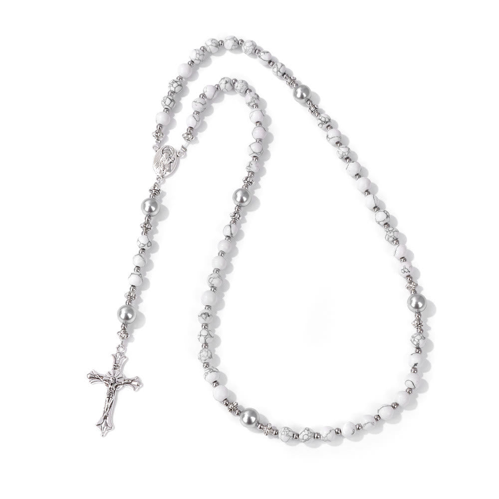 Rosenkranz mit Marienmedaille aus Naturstein und Perle von Christianartworkshop - Weißkiefer - image 18