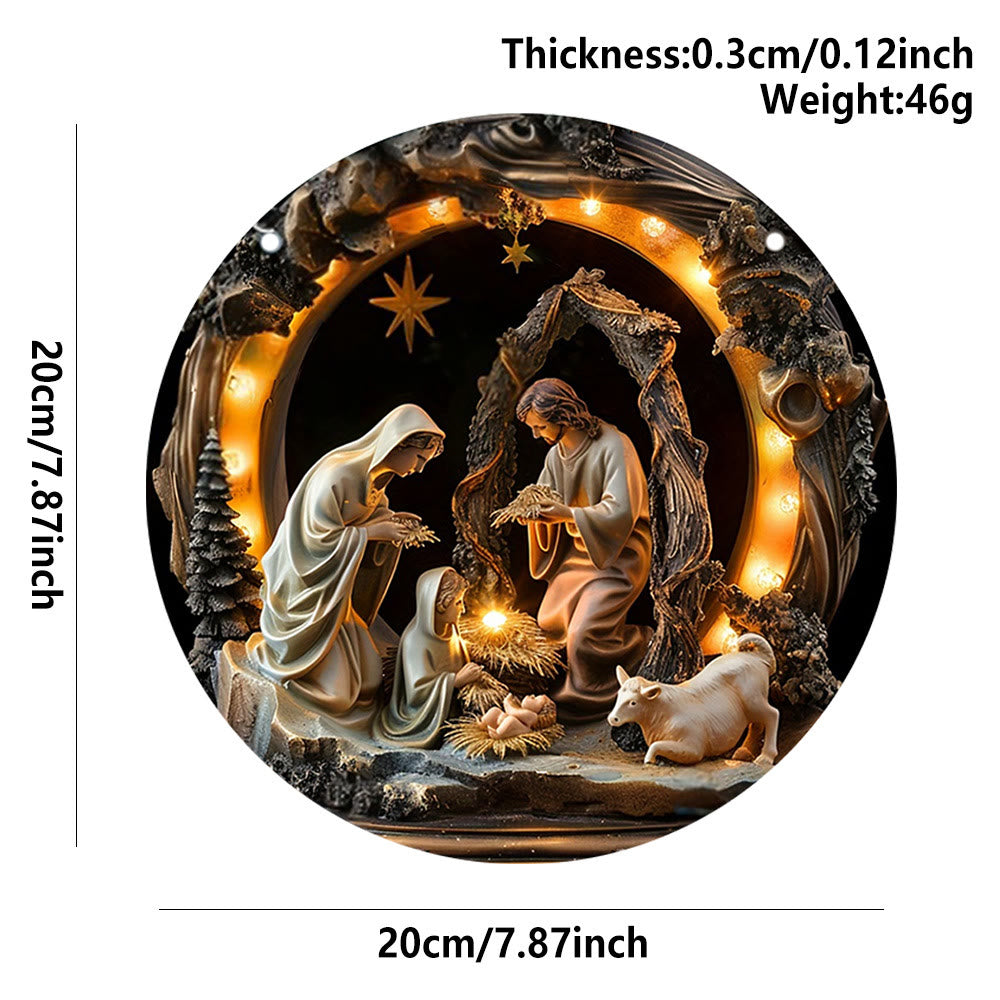 Christianartworkshop Weihnachtskrippe im realistischen Stil, Heilige Nacht, Weihnachtskrippe aus Holz, hängende Ornamente - image 6