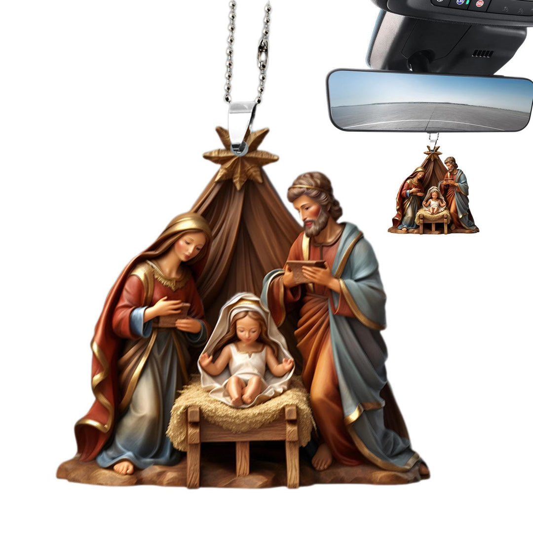 Christianartworkshop Weihnachtskrippe im klassischen farbigen Stil, Sternaufsatz, Weihnachtskrippe, hängende Ornamente - image 4