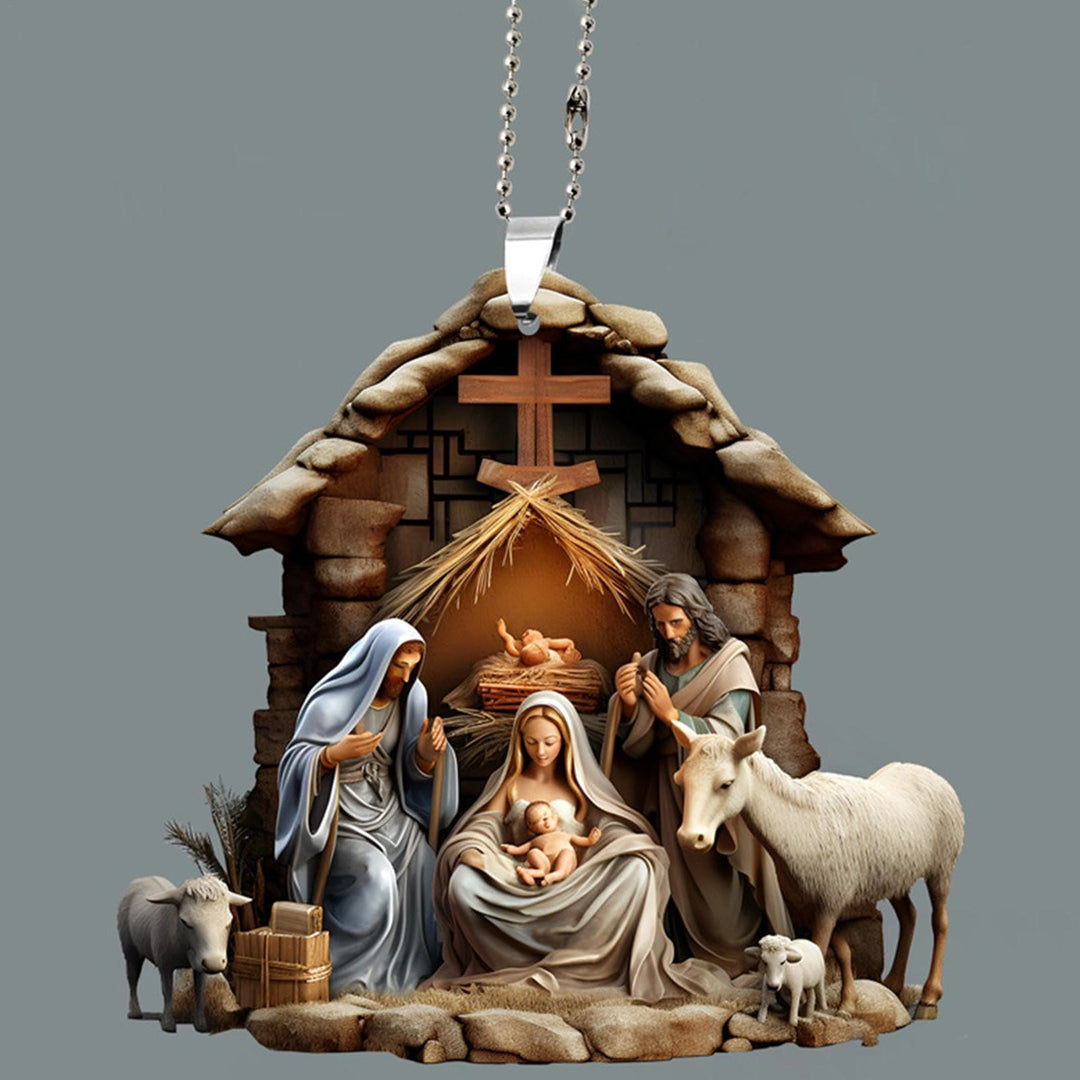 Christianartworkshop Klassische Weihnachtskrippe im farbigen Stil, gesegnete Weihnachtskrippe, hängende Ornamente - Weihnachtskrippe - image 0
