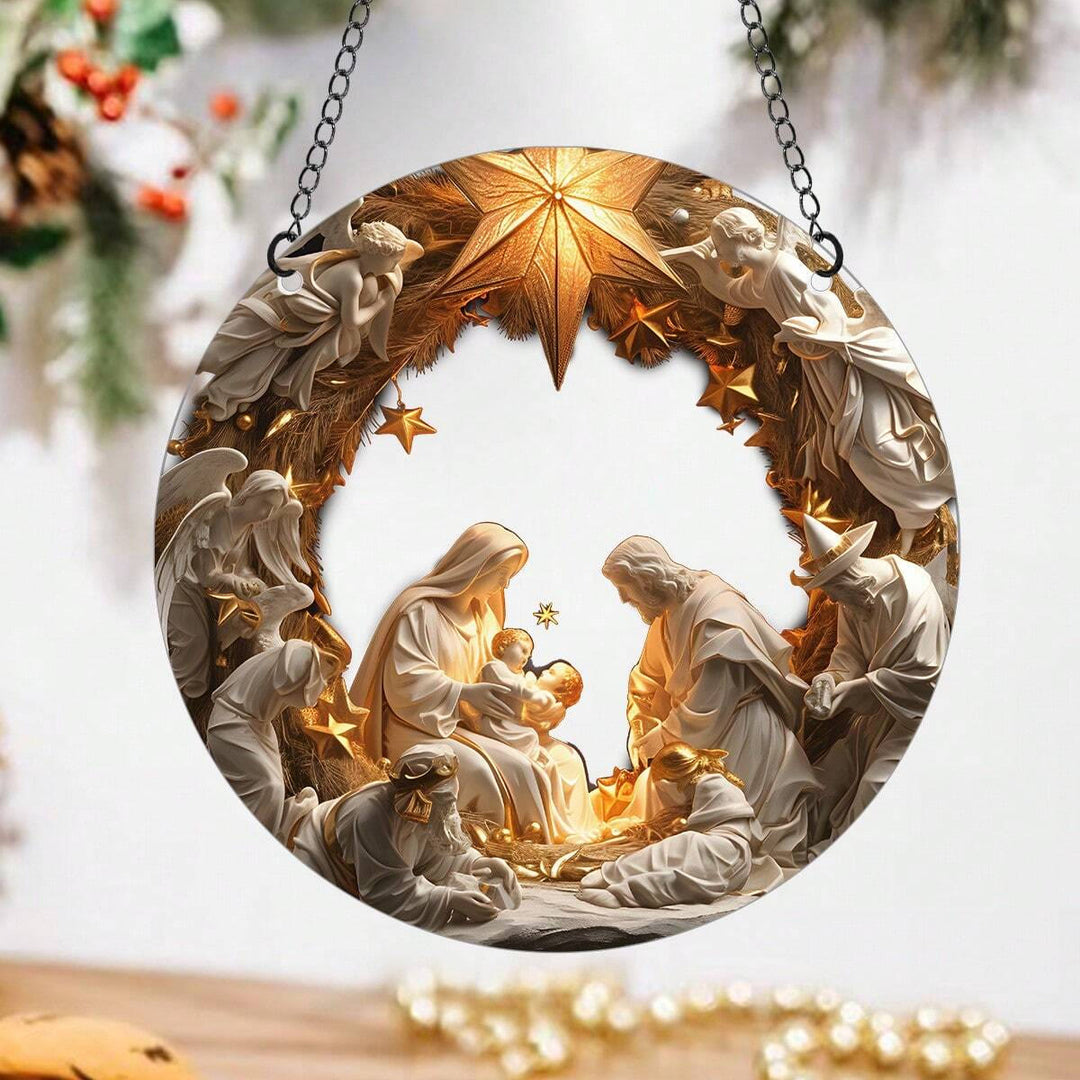 Christianartworkshop Klassischer realistischer Stil, Weihnachtskrippe, leuchtender Sternaufsatz, Weihnachtskrippe, hängende Ornamente - 7,87''/20 cm - image 0