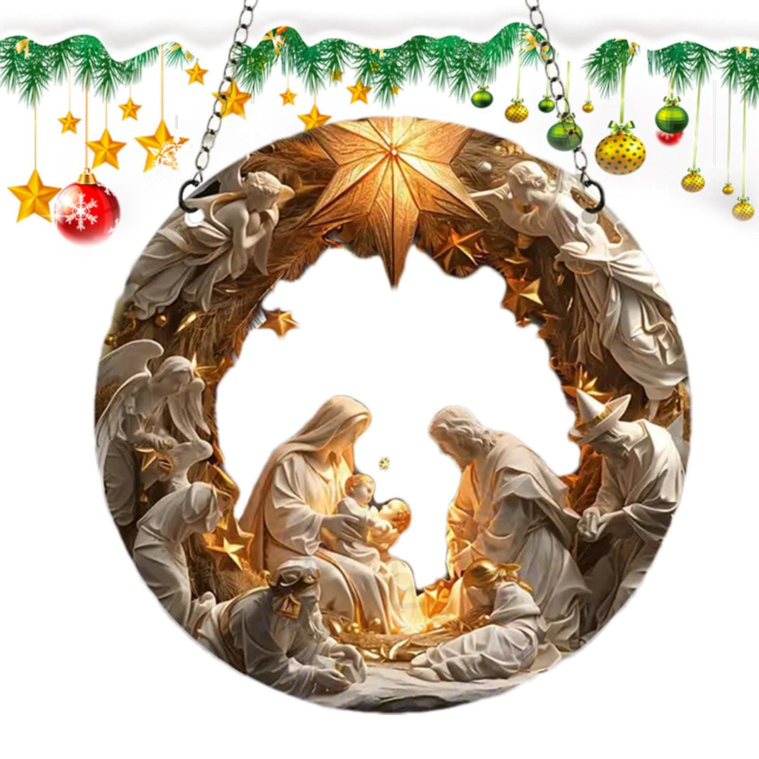 Christianartworkshop Klassischer realistischer Stil, Weihnachtskrippe, leuchtender Sternaufsatz, Weihnachtskrippe, hängende Ornamente - image 4