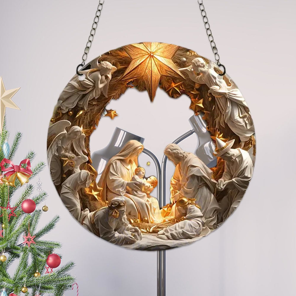 Christianartworkshop Klassischer realistischer Stil, Weihnachtskrippe, leuchtender Sternaufsatz, Weihnachtskrippe, hängende Ornamente - image 1