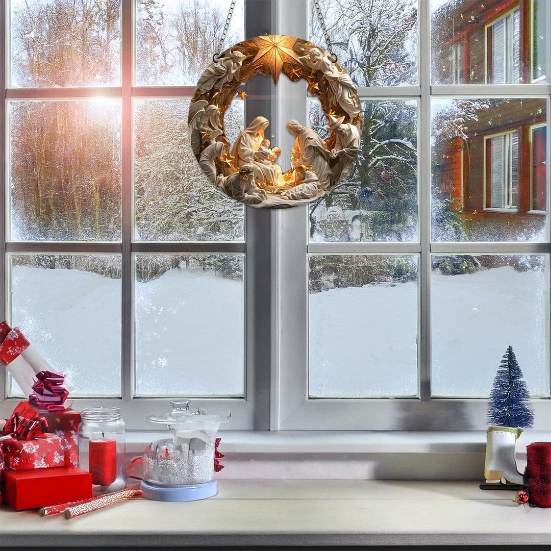 Christianartworkshop Klassischer realistischer Stil, Weihnachtskrippe, leuchtender Sternaufsatz, Weihnachtskrippe, hängende Ornamente - image 3