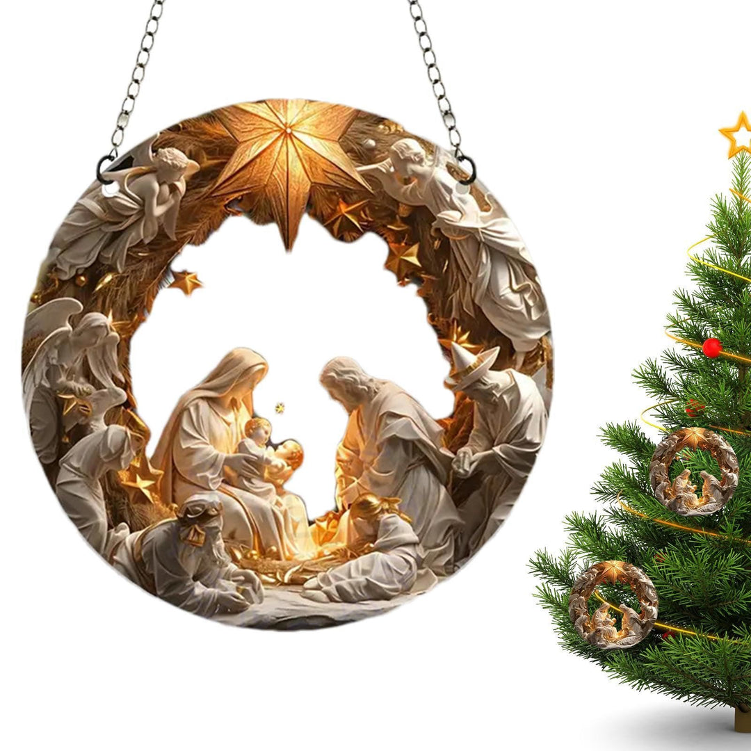 Christianartworkshop Klassischer realistischer Stil, Weihnachtskrippe, leuchtender Sternaufsatz, Weihnachtskrippe, hängende Ornamente - image 6