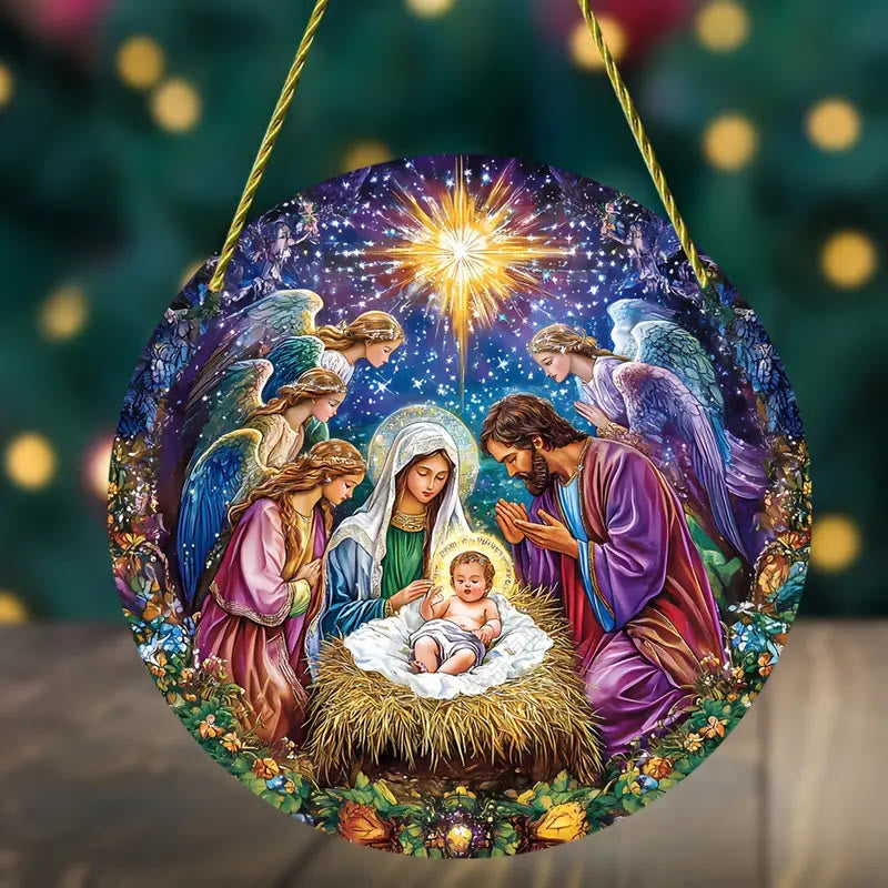 Christianartworkshop Klassischer farbiger Stil, Weihnachtskrippe, Engel, Weihnachtskrippe, hängende Ornamente - 7,87''/20 cm - image 0