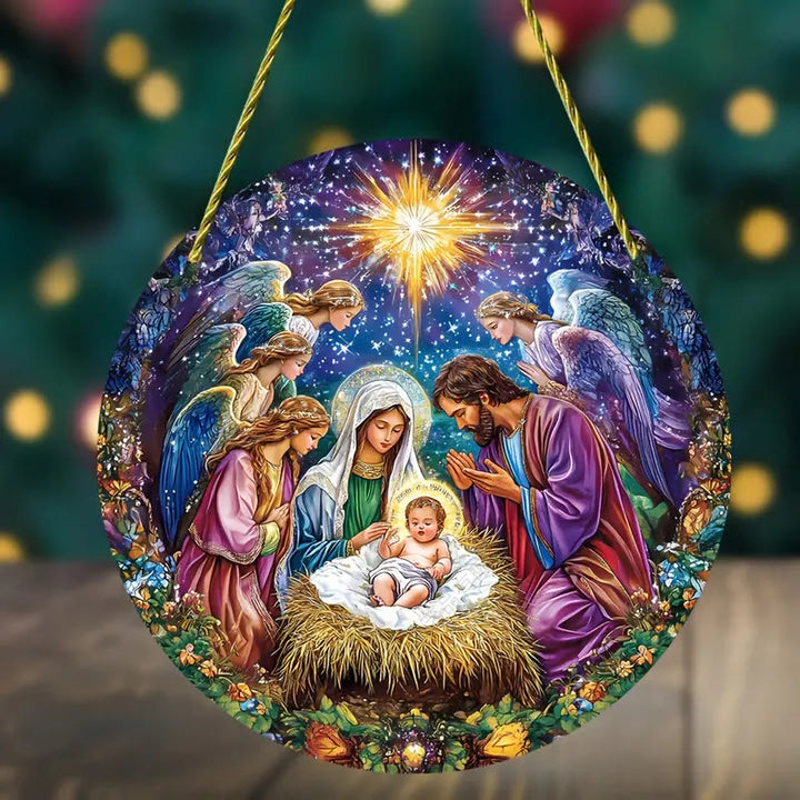 Christianartworkshop Klassischer farbiger Stil, Weihnachtskrippe, Engel, Weihnachtskrippe, hängende Ornamente - 7,87''/20 cm - image 0