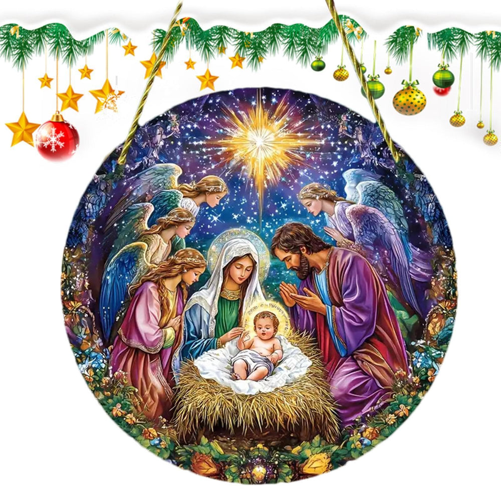 Christianartworkshop Klassischer farbiger Stil, Weihnachtskrippe, Engel, Weihnachtskrippe, hängende Ornamente - image 1