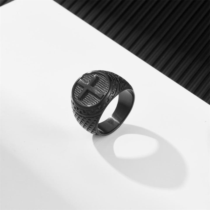 Christianartworkshop Handgefertigter Ring im klassischen Stil mit Kreuzmotiv, heiliger Schutz, Edelstahl - image 4