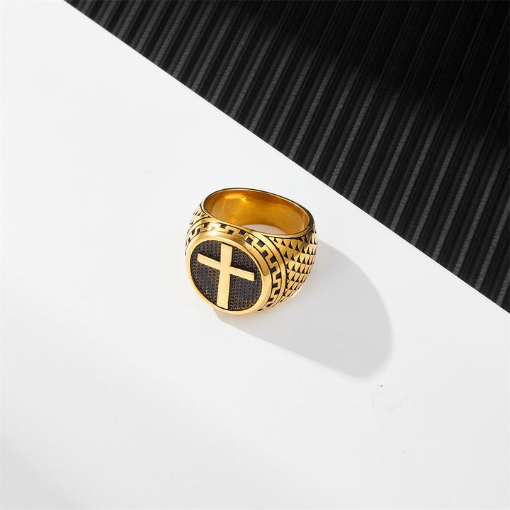 Christianartworkshop Handgefertigter Ring im klassischen Stil mit Kreuzmotiv, heiliger Schutz, Edelstahl - image 6