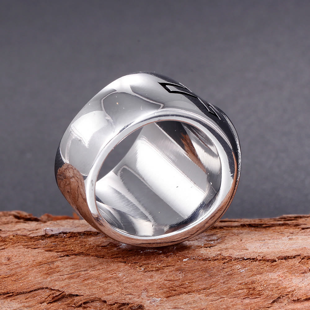 Christianartworkshop Klassischer Ring im Retro-Stil mit Jesuskreuz und Kruzifix-Symbol, gesegneter Glaube