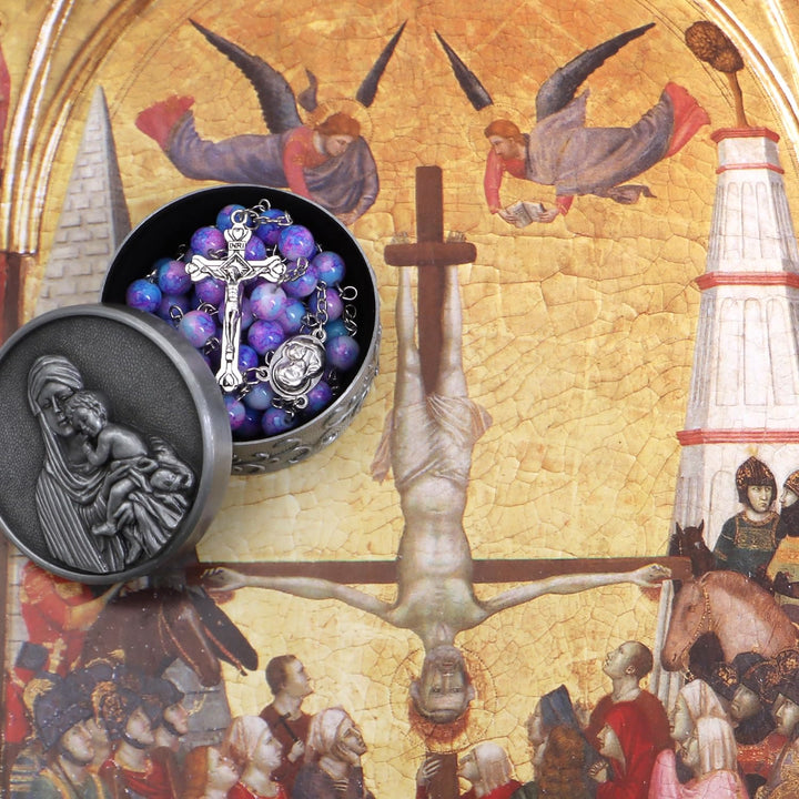 Christianartworkshop Rosenkranz mit Madonna und Kind und Kruzifix, rund, 8 mm, mehrfarbig, Kette aus Acryllegierung - image 3