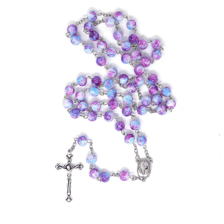 Christianartworkshop Rosenkranz mit Madonna und Kind und Kruzifix, rund, 8 mm, mehrfarbig, Kette aus Acryllegierung - image 4
